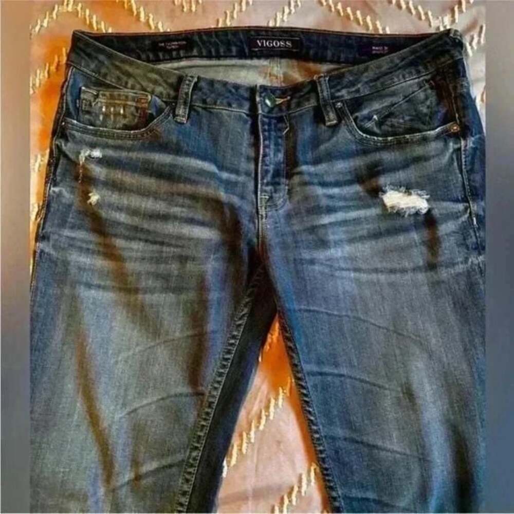 Vigoss Jeans - The Thompson Tomboy, Medium Wash Distressed Jeans Women's 31x27 - Picture 6 of 10